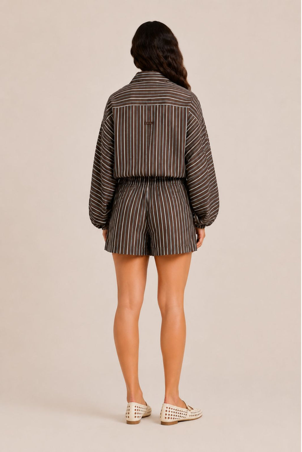 The Striped Balloon Sleeve Shirt & Shorts Set