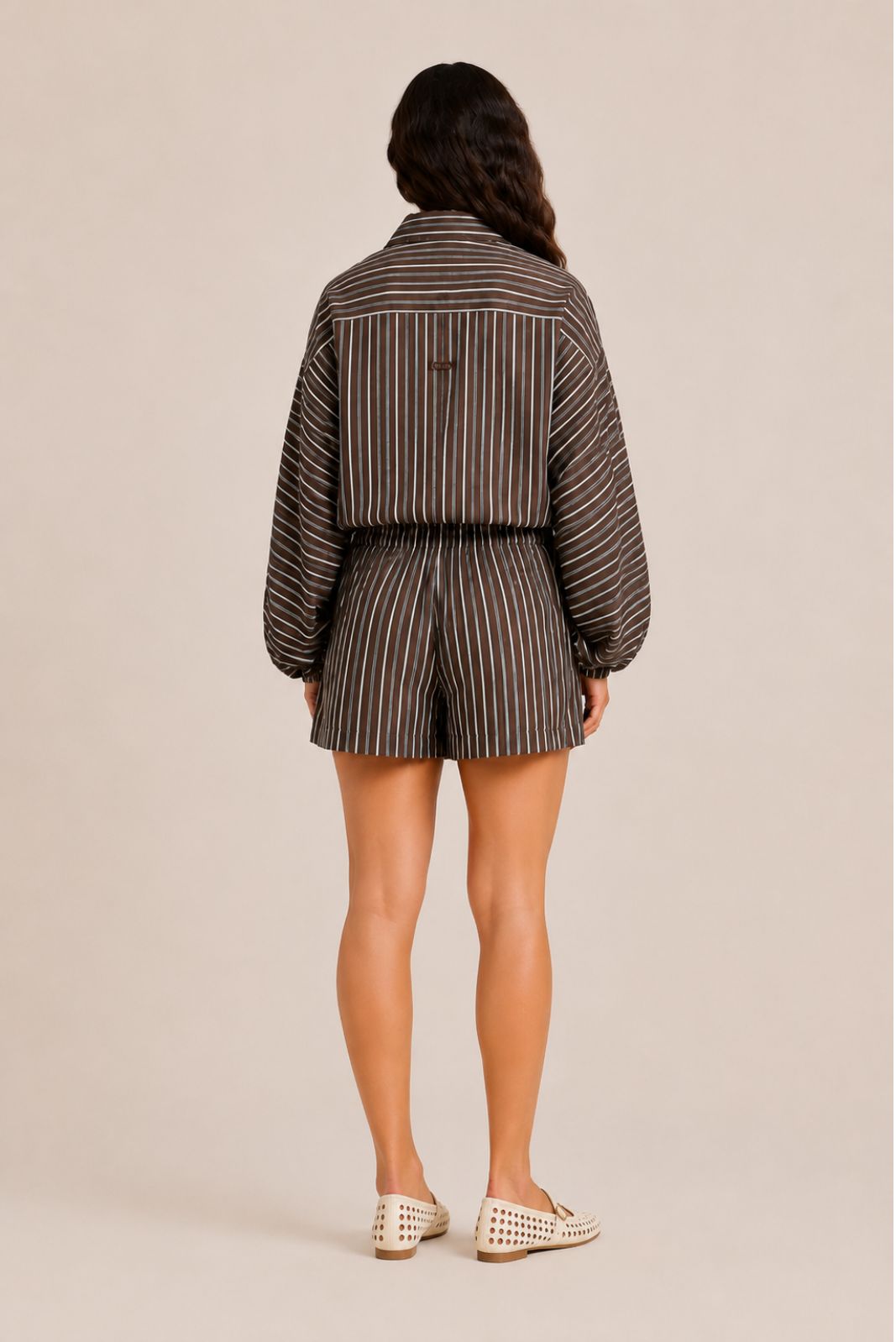 The Striped Balloon Sleeve Shirt & Shorts Set