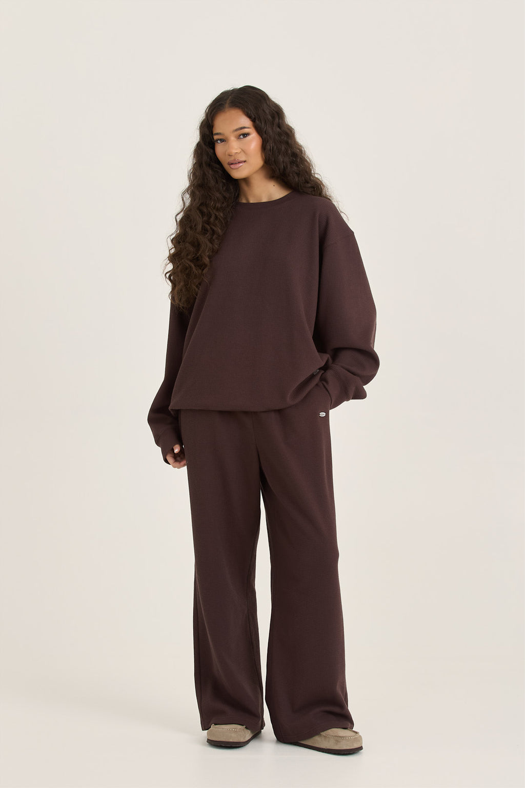LOOM Waffle Wide Leg Trousers