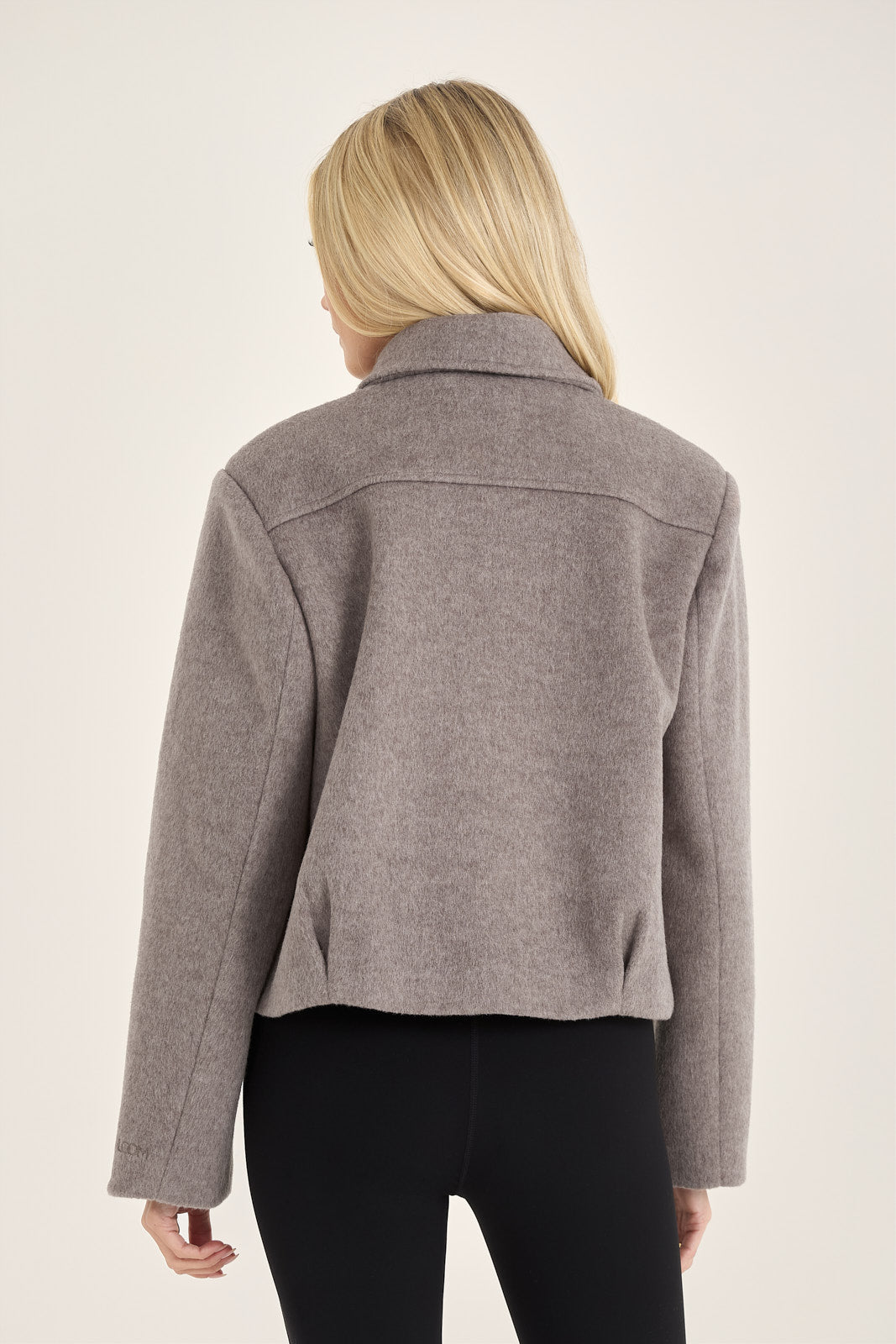 Wool Blend Collared Zip Up Jacket