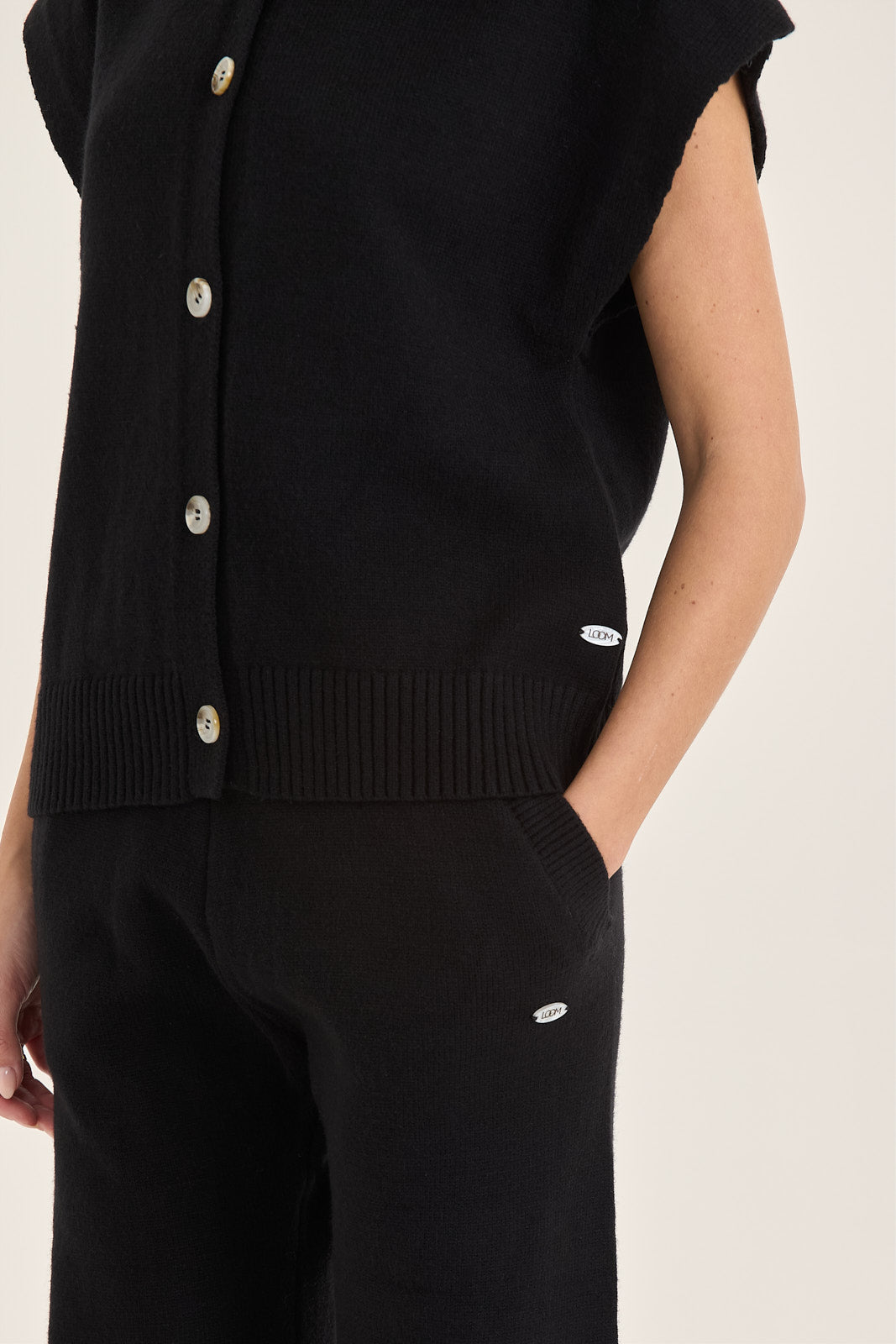 LOOM Soft Knit Sleeveless Collared Cardigan