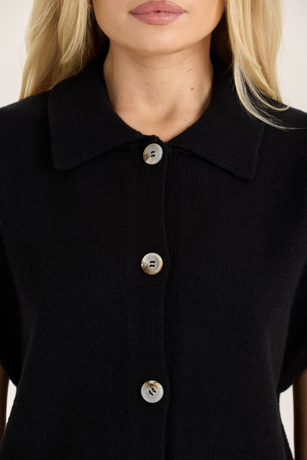 LOOM Soft Knit Sleeveless Collared Cardigan